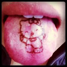 Hello kitty tongue tattoo designs for women