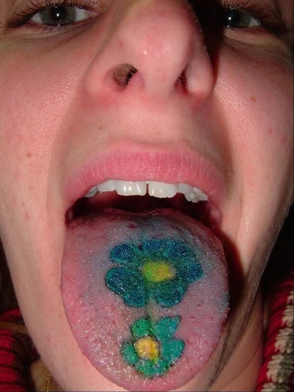 flower tongue tattoo designs for women