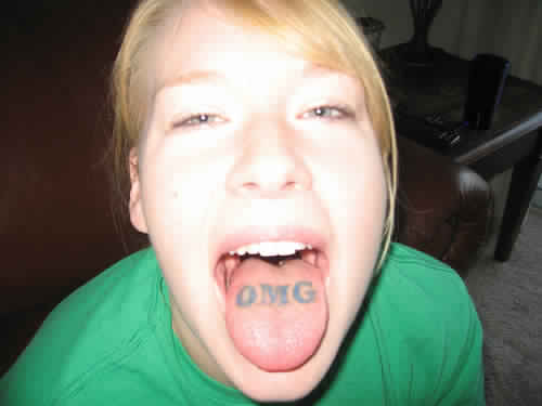 omg tongue tattoo designs for women