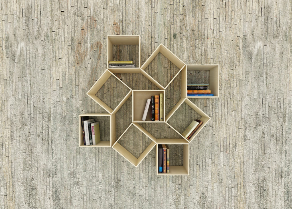 square movable modern book rack design