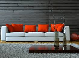white and orange sofa interior design