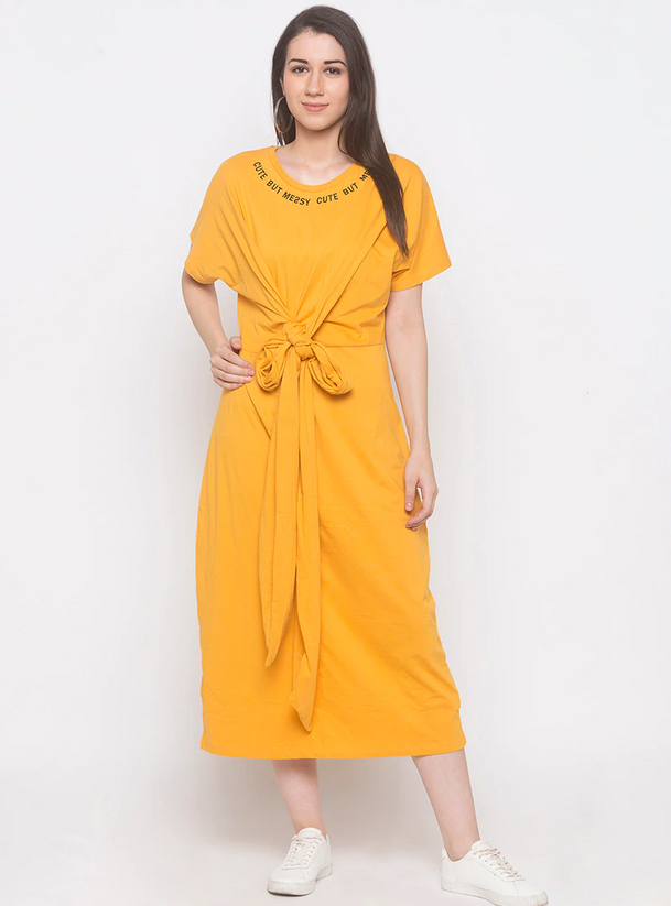 tie front quirky yellow dress