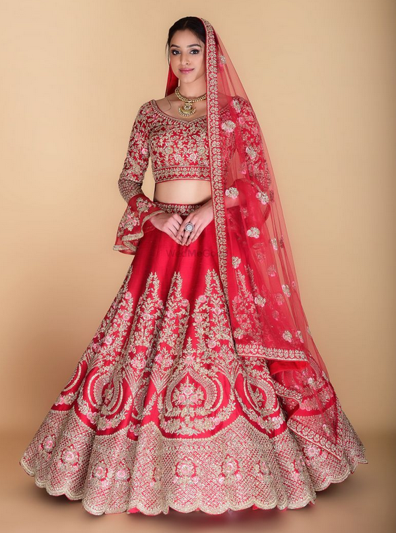 Scarlet Red Embroidered Lehenga