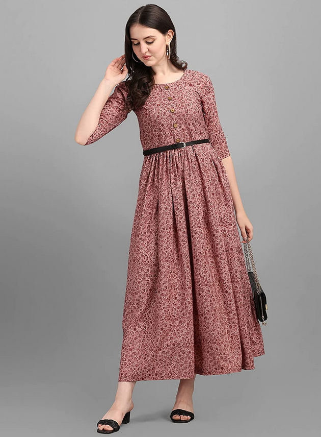 A-line Long Party Floral Printed gown
