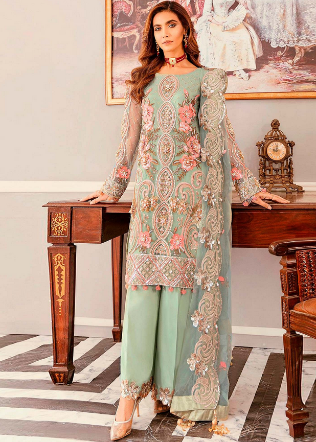 Green Sequence Embroidered Churidar set