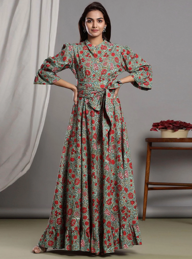 Floral Printed Cotton Gown