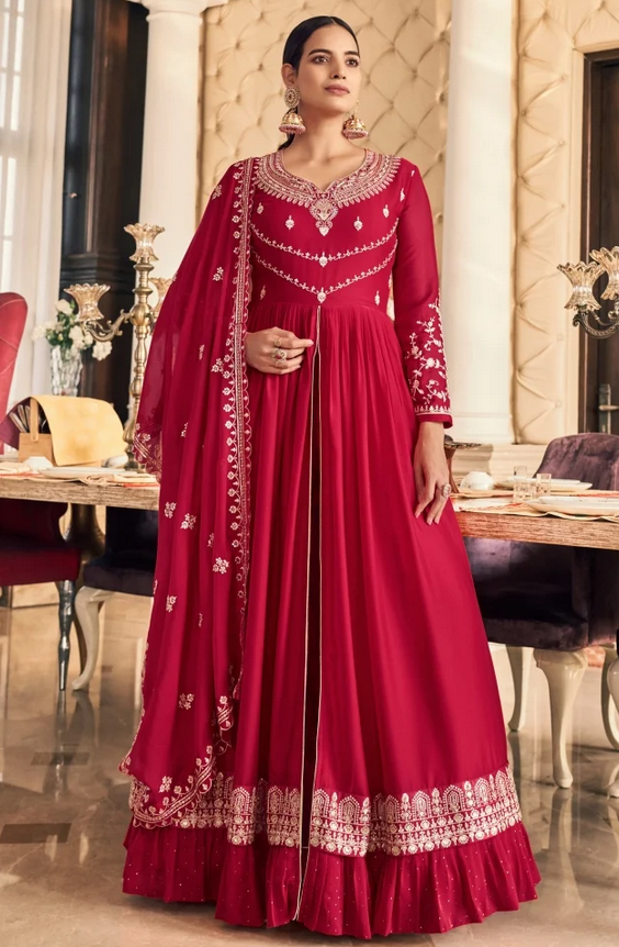 Georgette Slit Cut Embroidery Frock Suit 