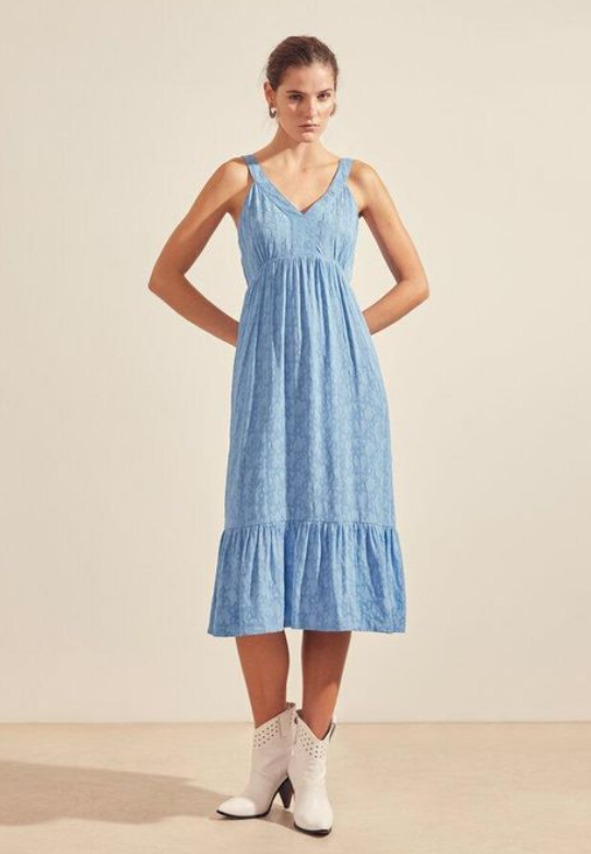 Suncoo Casilda Blue Midi Dress 