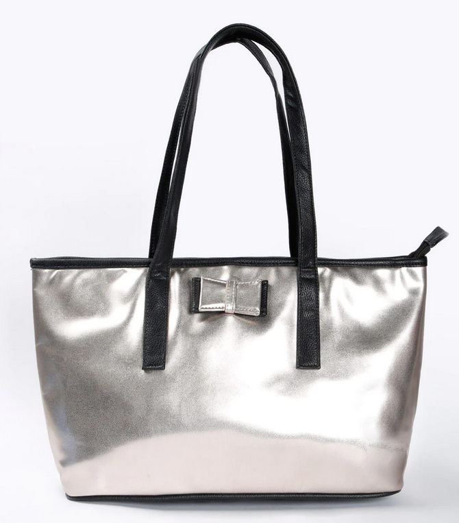Glossy Shoulder Bag with Bow
