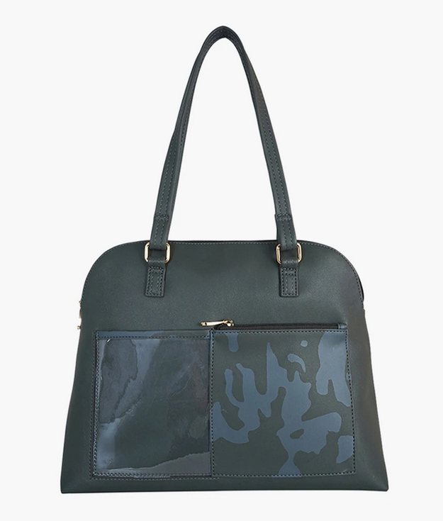 Shoulder Bag with Printed Zipper Pocket