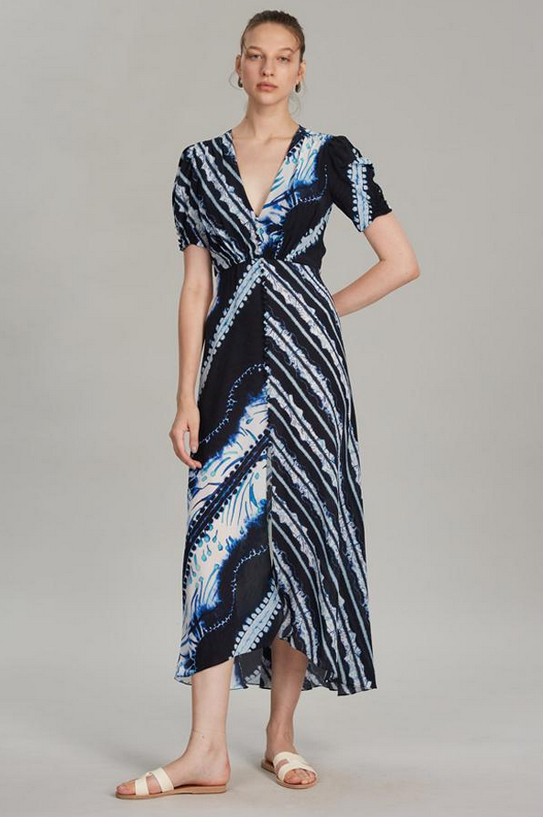 Lea Long Dress in Shibori print