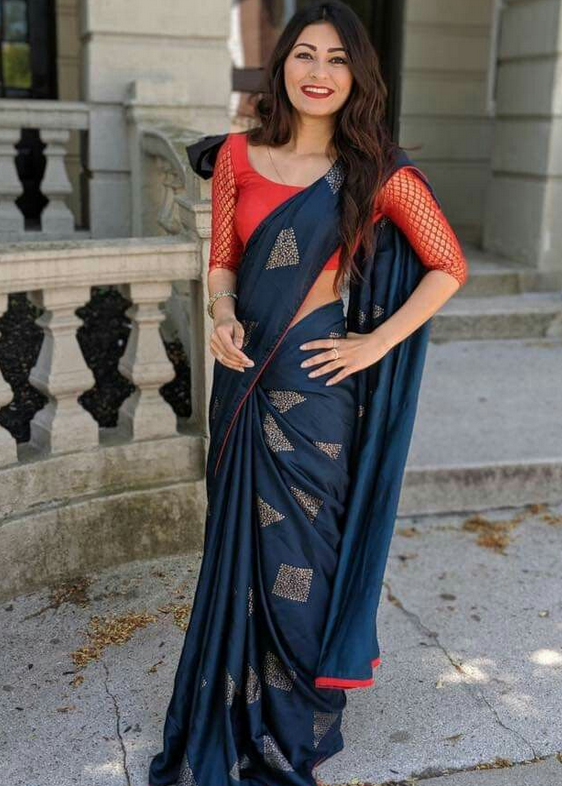 Three-fourth Sleeves Saree Blouse Designs