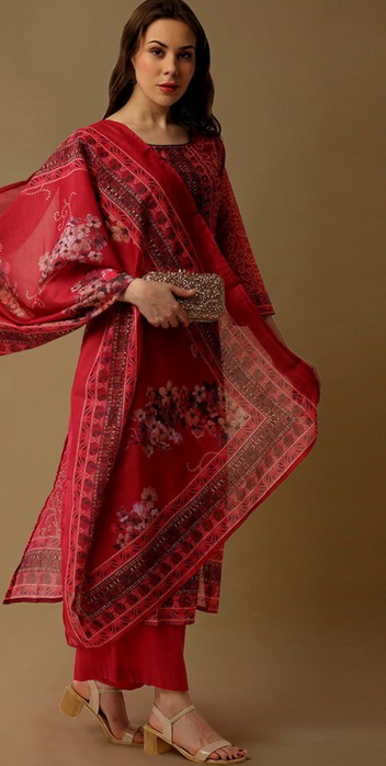 Pink Maheshwari Silk Suit Set