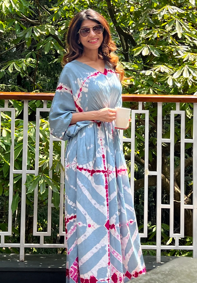Swati Bhargava in Shibori Kaftan Gown