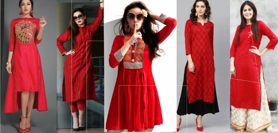 different ways to style a red kurti