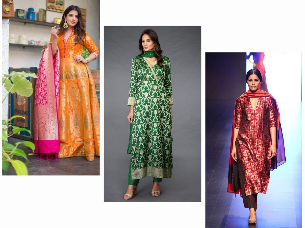 brocade kurti designs| brocade dress designs| brocade suit designs| 2019-20 banarasi  kurti designs - YouTube
