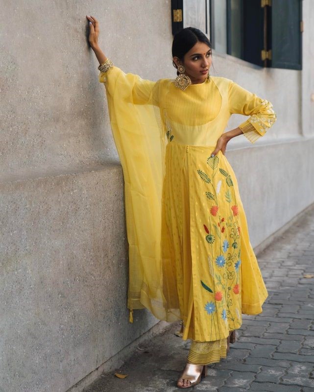 yellow full sleeve salwar suit