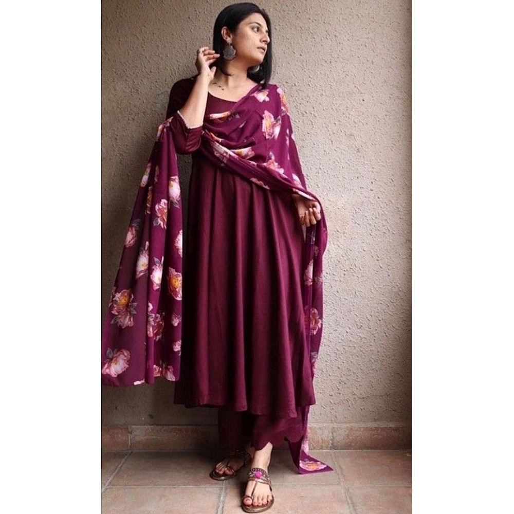 frock pant suit with printed dupatta