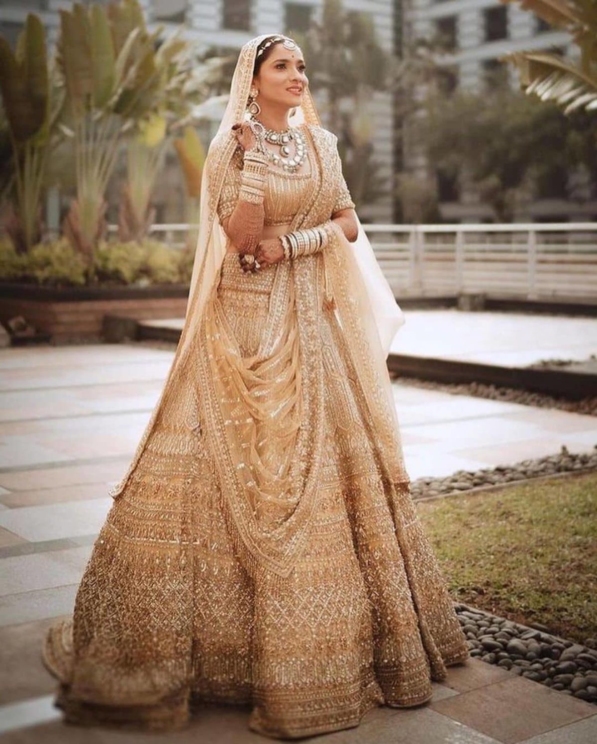 Latest Golden Gown for Wedding Reception Indian