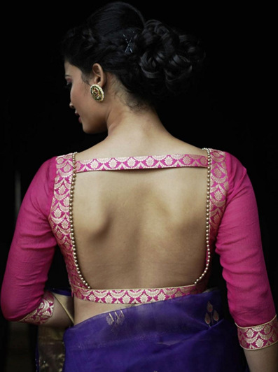 classy Square Backside brocade saree blouse designs