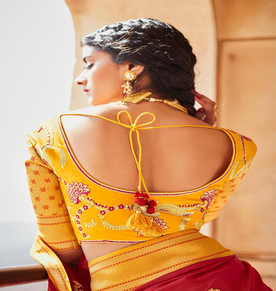 Traditional Dori Style banarasi saree blouse Designs For Back