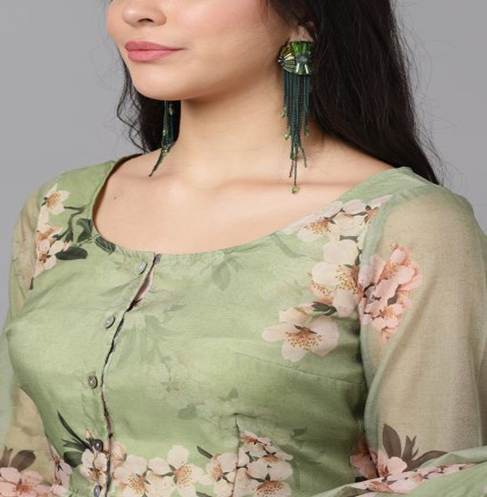 floral print brasso saree blouse designs
