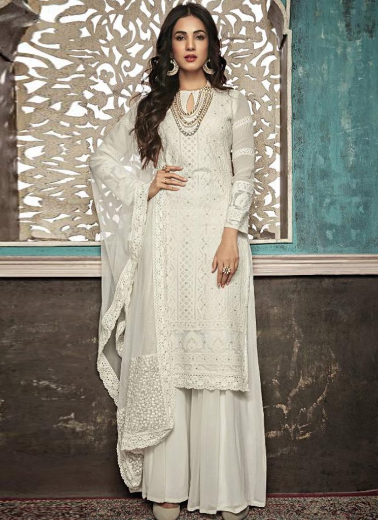 SIMPLY WHITE PALAZZO SUIT FOR PARTY WEAR