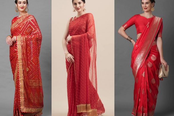 30 red saree looks for a party
