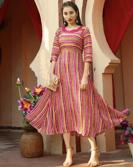 what to wear on pag phera
Flared Multicolored Kurti 