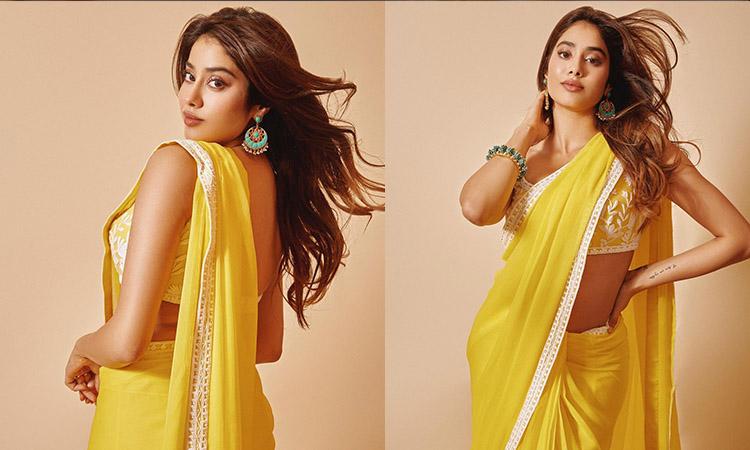 yellow saree looks for party