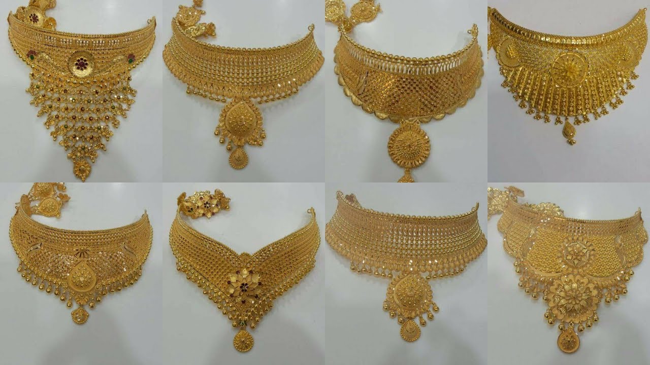 Buy Traditional Real Gold Design First Quality Bridal Wear Forming Gold  Necklace Set